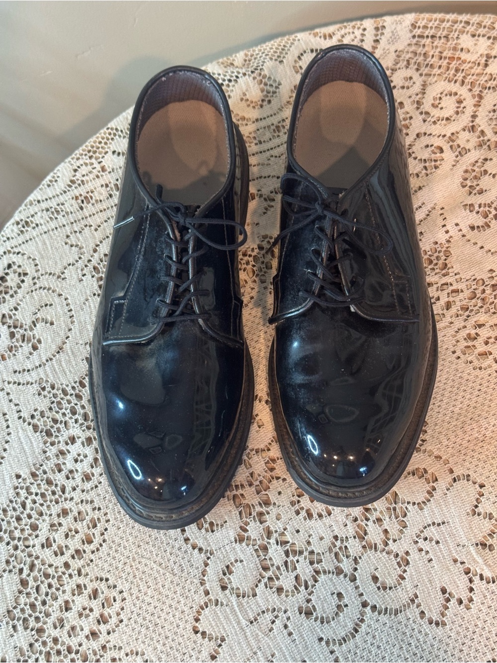 Bates Black Patent Leather Lace-Up Men's Shoes